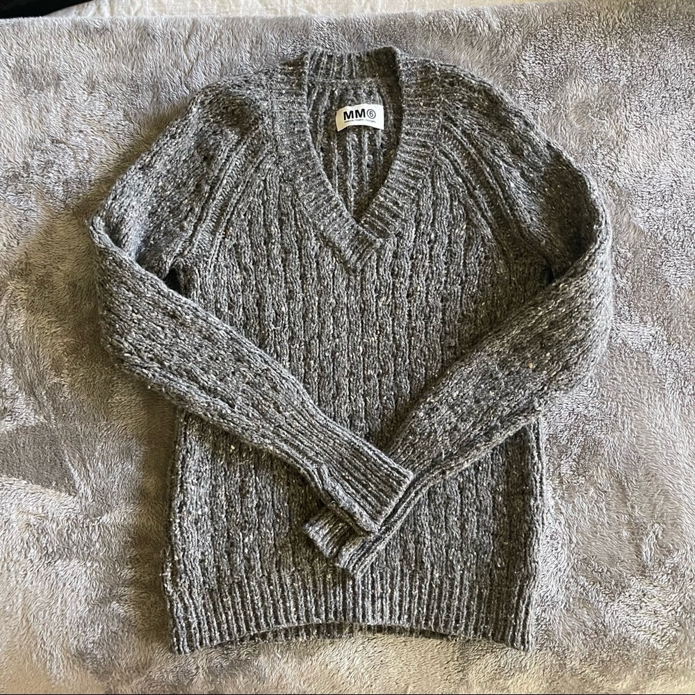 MM6 Margiela V Neck Knit Sweater - Small